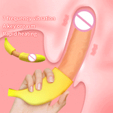 Consolador vibrador tipo plátano realista con pene enorme y punto G